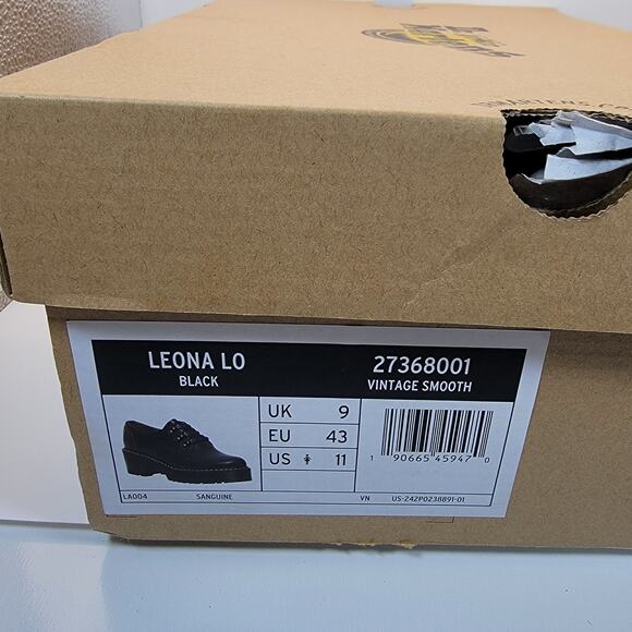 Dr Martens Leona Lo Platform Oxford Shoes Womens Sz 11 Black Vtg Smooth Leather - Picture 3 of 9
